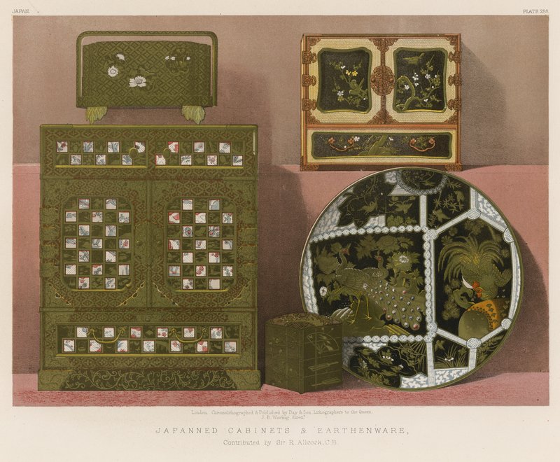 Japanned Cabinets and Earthenware Contributed by Sir R Allcock, C B by English School