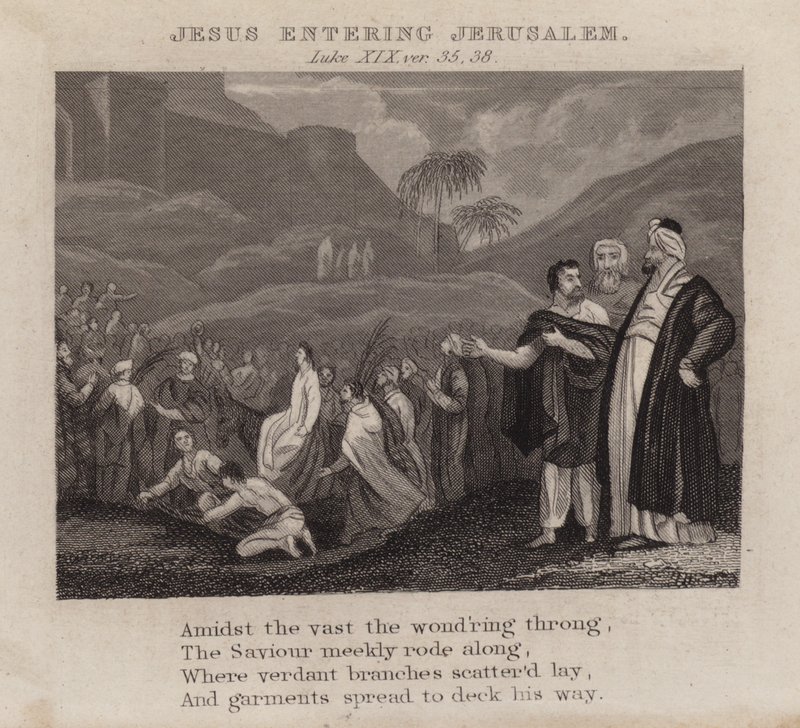 Jesus Entering Jerusalem, Luke XIX, ver 35, 38 by English School