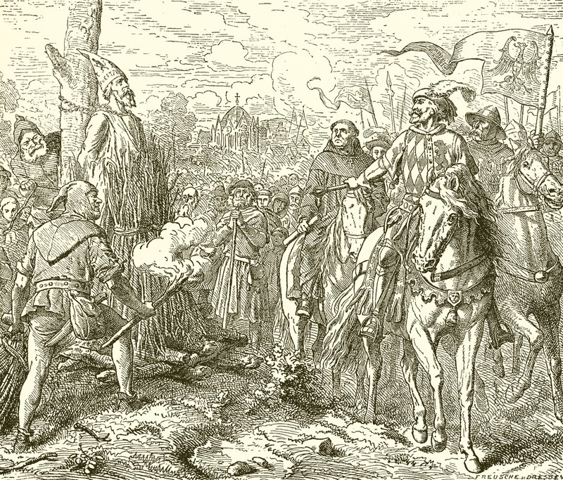 John Huss, at the Stake, summoned to Recant by English School