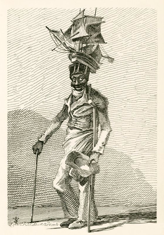 Joseph Johnson, a Black Sailor, with a Model of the Ship Nelson on His Cap by English School
