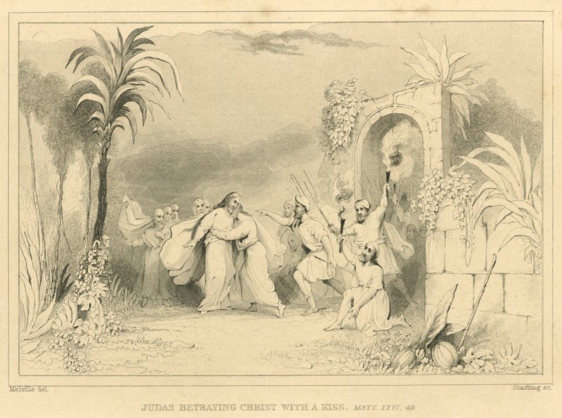 Judas Betraying Christ with a Kiss, Matthew XXVI, 49 by English School