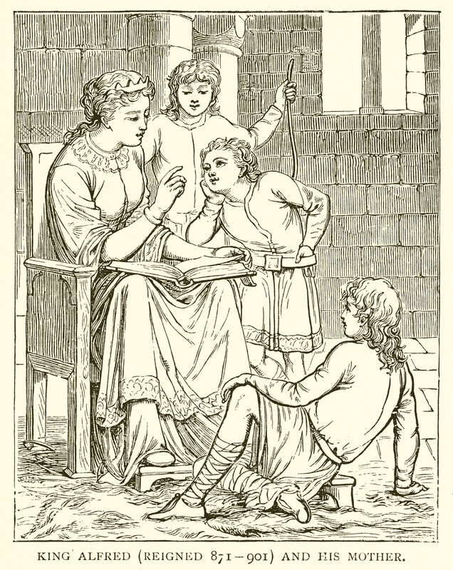 King Alfred and his Mother by English School