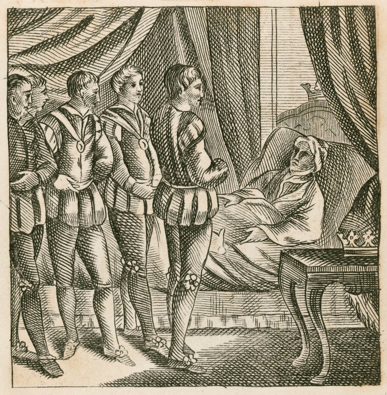 King Henry V delivering his last will to the Duke of Bedford by English School