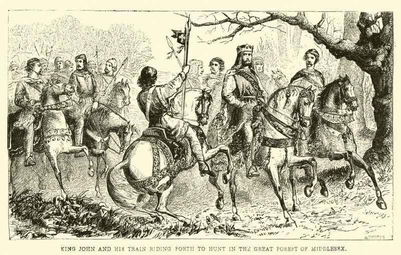 King John and His Train Riding Forth to Hunt in the Great Forest of Middlesex by English School