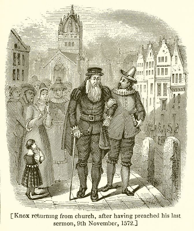 Knox returning from Church, after having preached his Last Sermon, 9th November, 1572 by English School