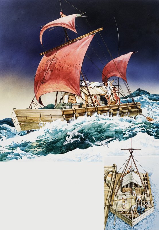 Kon-Tiki on Its Epic Voyage by English School