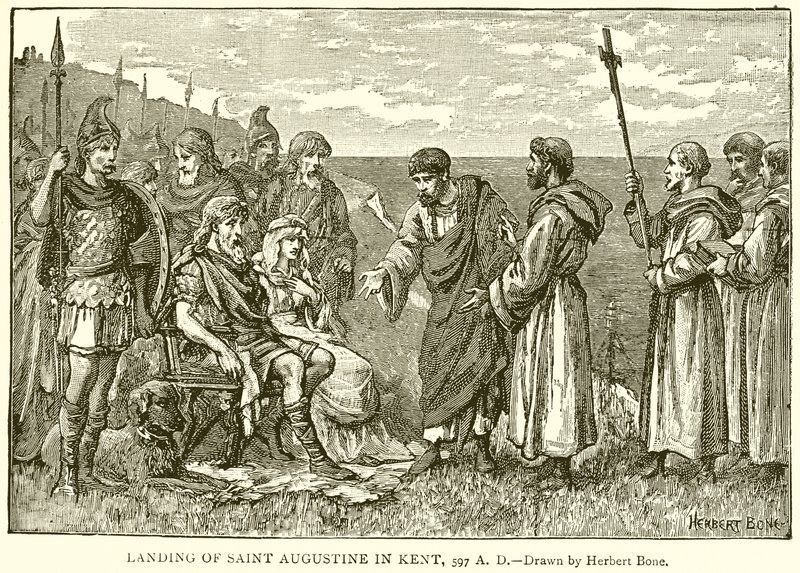 Landing of Saint Augustine in Kent, 597 A.D. by English School