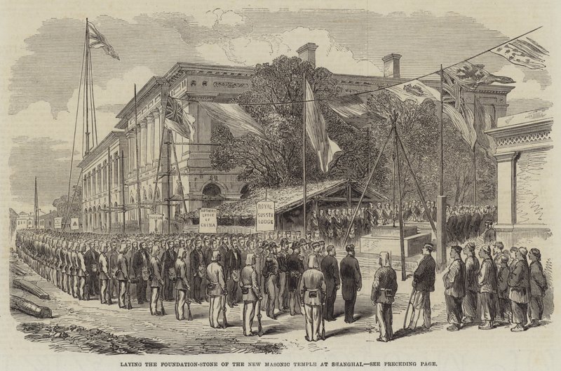 Laying the Foundation-Stone of the New Masonic Temple at Shanghai by English School