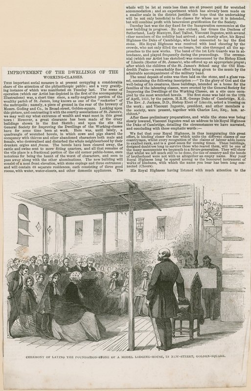 Laying the Foundation Stone of a Model Lodging House in New Street, Golden Square by English School