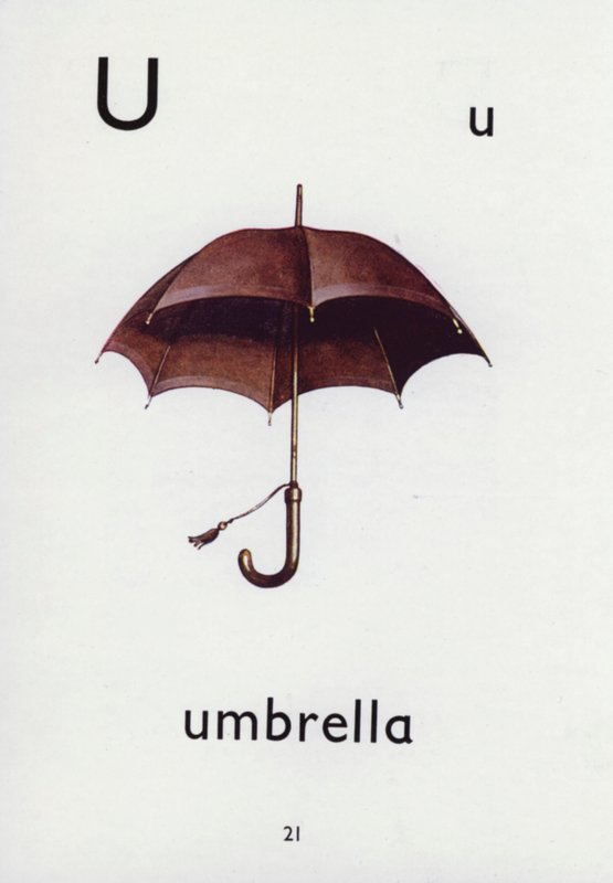 Letter U, umbrella by English School