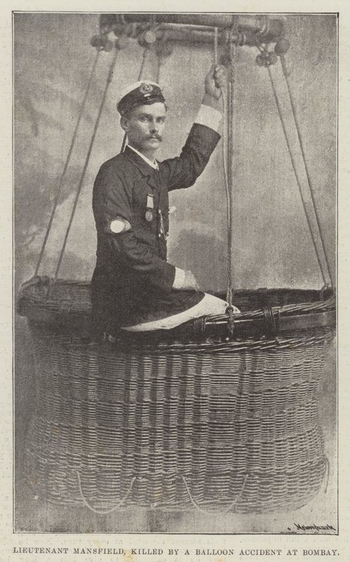 Lieutenant Mansfield, killed by a Balloon Accident at Bombay by English School