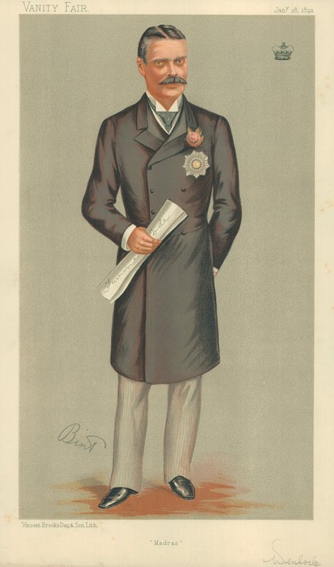Lord Wenlock, Madras, 28 January 1893, Vanity Fair Cartoon by English School