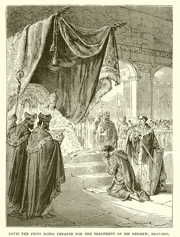 Louis the Pious Doing Penance for the Treatment of His Nephew, Bernard by English School
