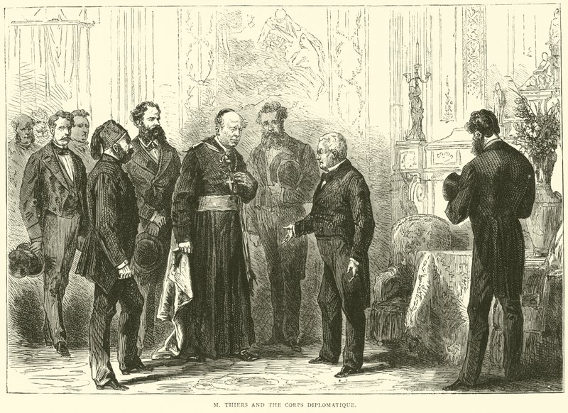 M Thiers and the Corps Diplomatique, March 1871 by English School