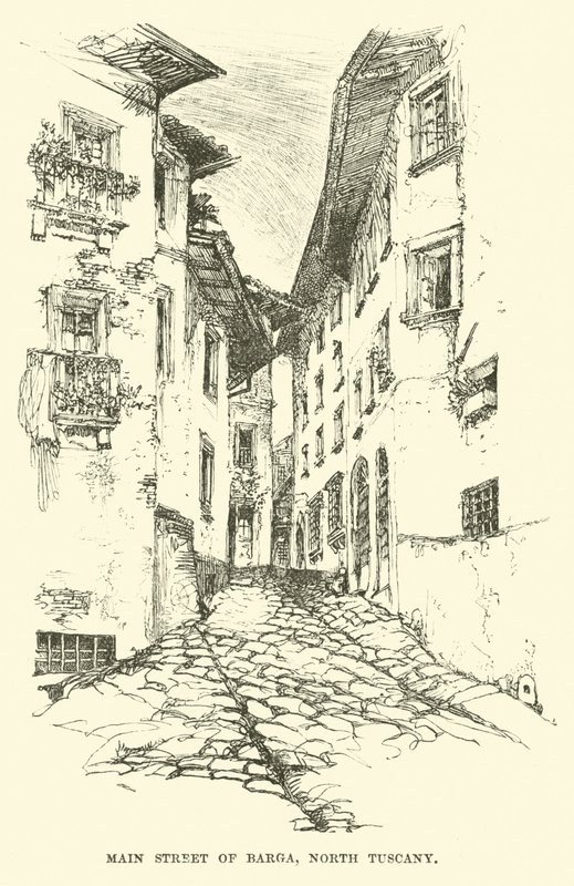 Main street of Barga, North Tuscany by English School