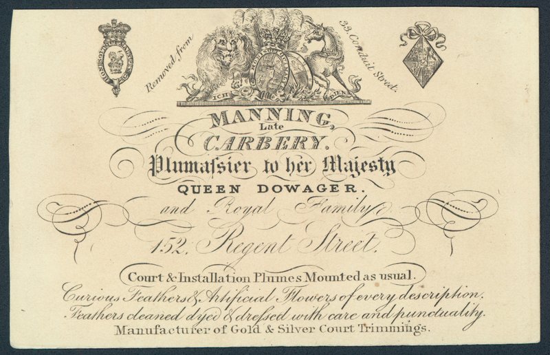 Manning, late Carnery, plumassier by English School
