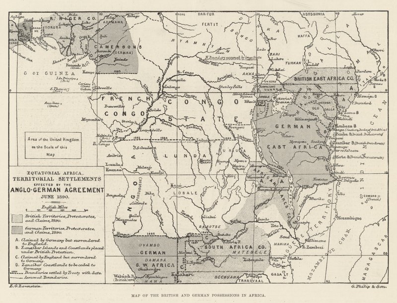 Map of the British and German Possessions in Africa by English School