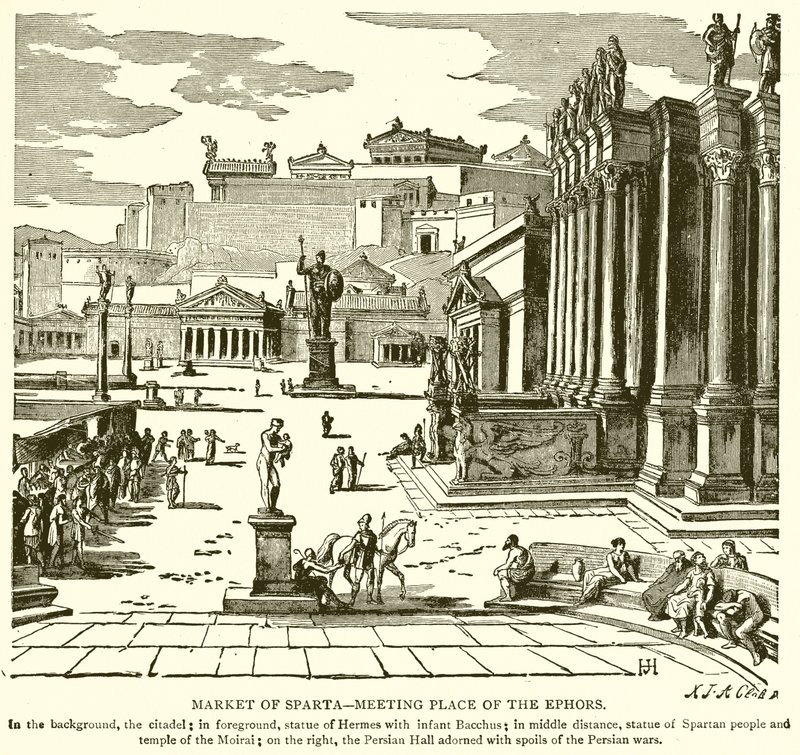 Market of Sparta (Meeting Place of the Ephors) by English School