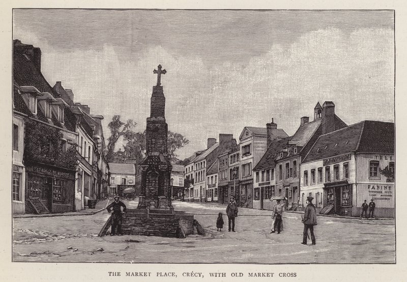 Market place, Crecy, France, with the old market cross by English School