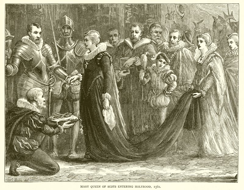 Mary Queen of Scots entering Holyrood, 1561 by English School