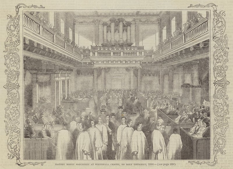 Maundy Money Procession at Whitehall Chapel, on Holy Thursday, 1844 by English School