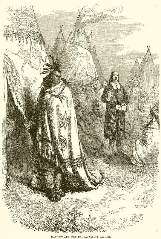 Mayhew and the Narragansett Sachem by English School
