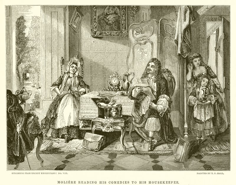 Moliere Reading his Comedies to his Housekeeper by English School