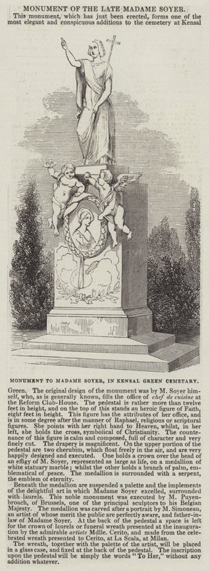 Monument to Madame Soyer, in Kensal Green Cemetery by English School