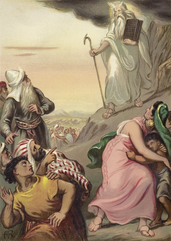 Moses Coming Down Mount Sinai by English School