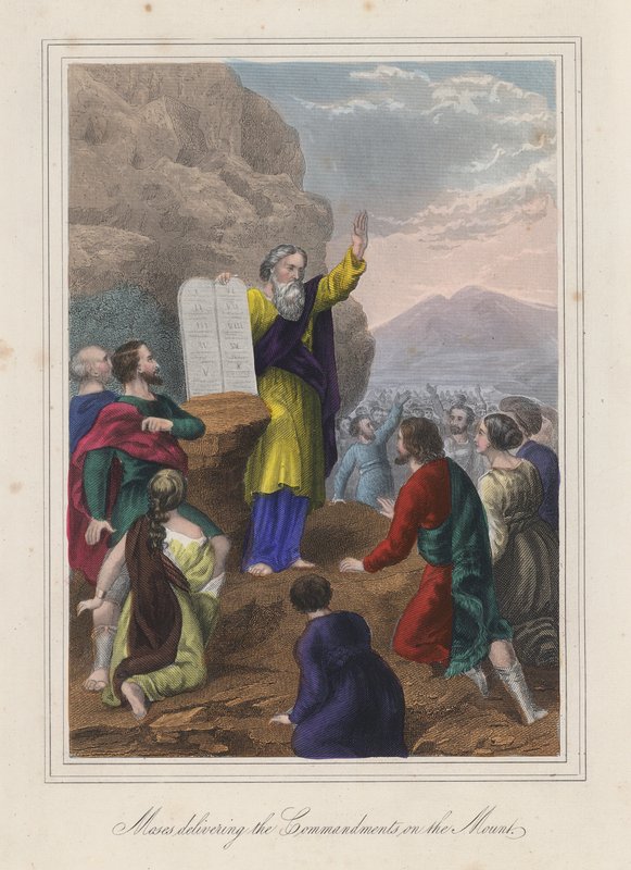 Moses Delivering the Ten Commandments by English School