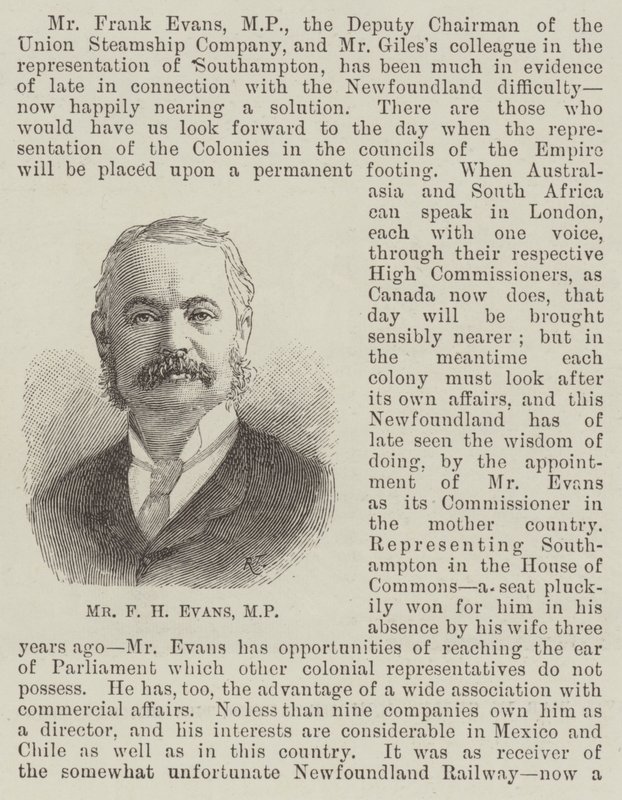 Mr F H Evans, MP by English School
