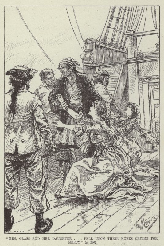 Mrs Glass and Her Daughter Fell Upon Their Knees Crying for Mercy by English School