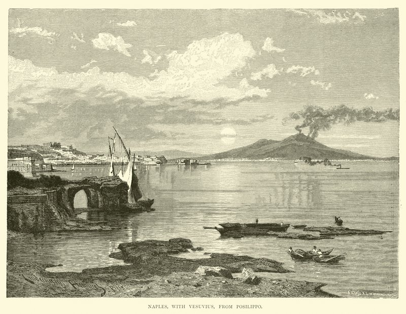 Naples, with Vesuvius, from Posilippo by English School