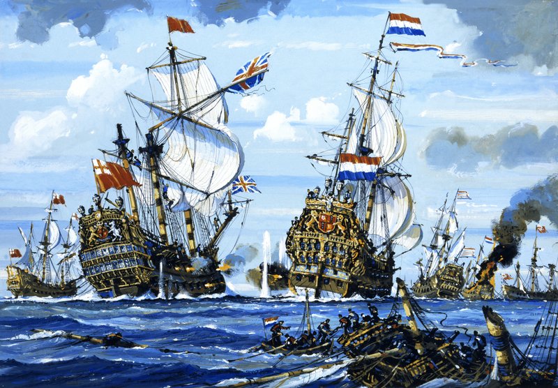Naval Battle by English School