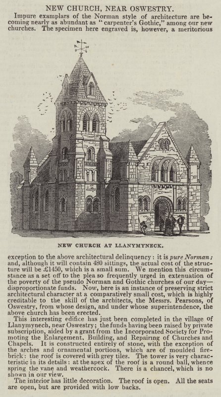 New Church at Llanymyneck by English School