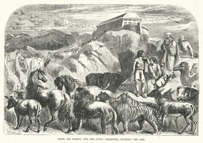 Noah, His Family, and the Living Creatures, Entering the Ark by English School