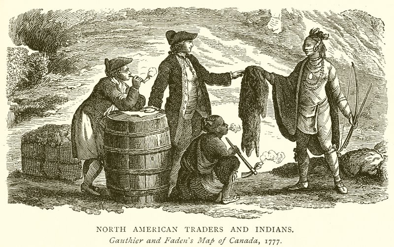 North American Traders and Indians by English School