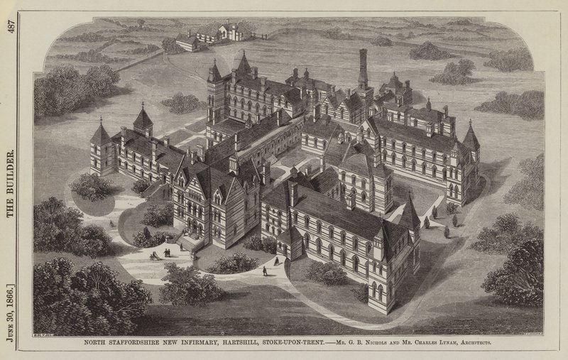 North Staffordshire New Infirmary, Hartshill, Stoke-upon-Trent (engraving) by English School