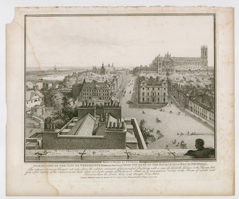 North View of the City of Westminster from the roof of the Banqueting House, Whitehall by English School
