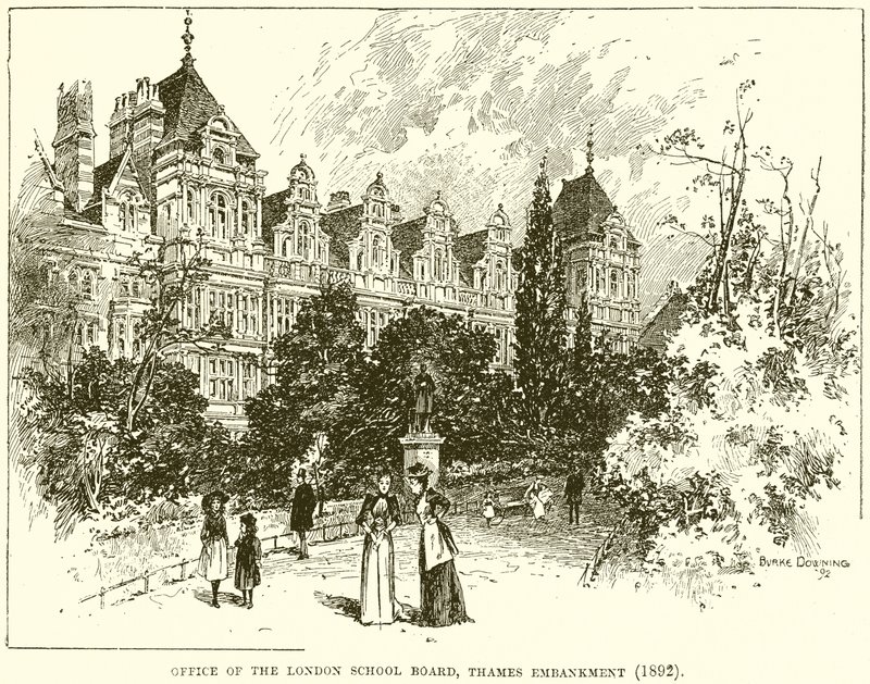 Office of the London School Board, Thames Embankment (1892) by English School
