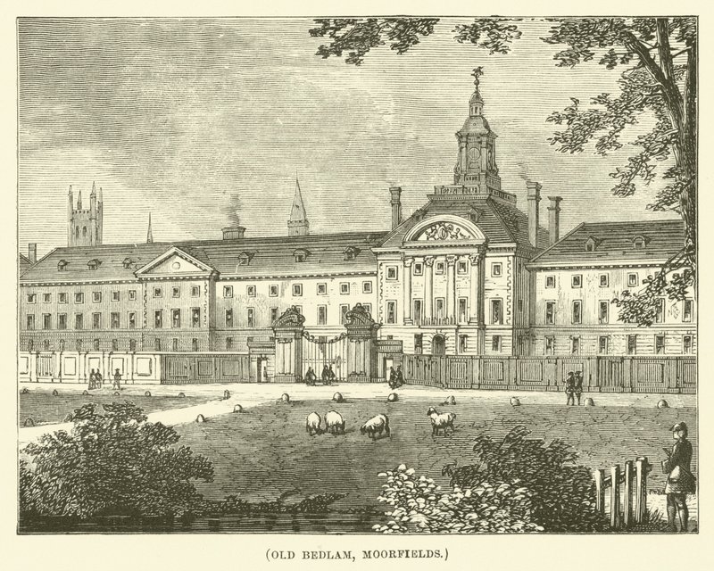 Old Bedlam, Moorfields (engraving) by English School