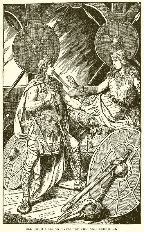 Old High German Types--Sigurd and Brunhild by English School