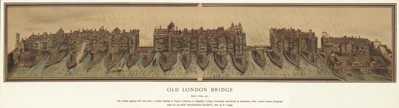 Old London Bridge About 1600 by English School