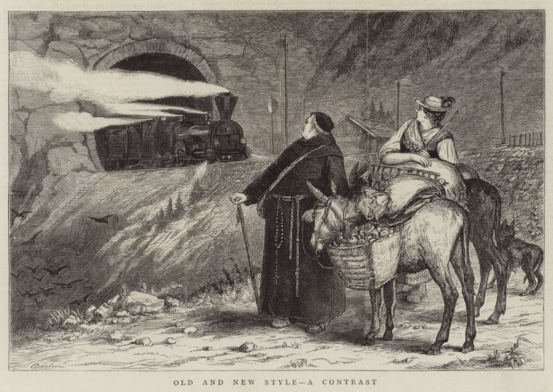 Old and New Style, a Contrast (engraving) by English School
