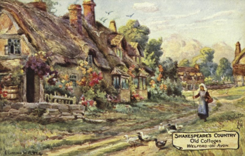 Old cottages, Welford-on-Avon, Warwickshire by English School