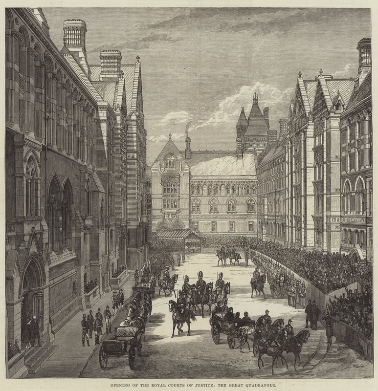 Opening of the Royal Courts of Justice, the Great Quadrangle by English School