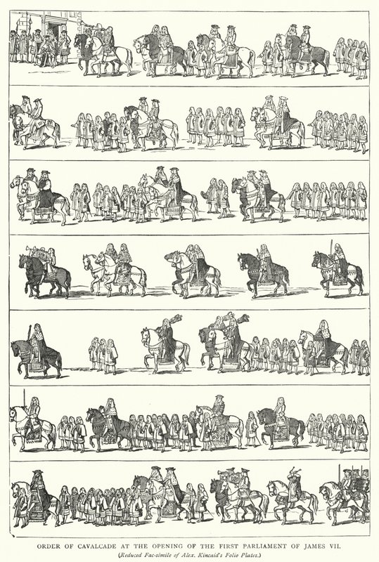Order of Cavalcade at the Opening of the First Parliament of James VII by English School