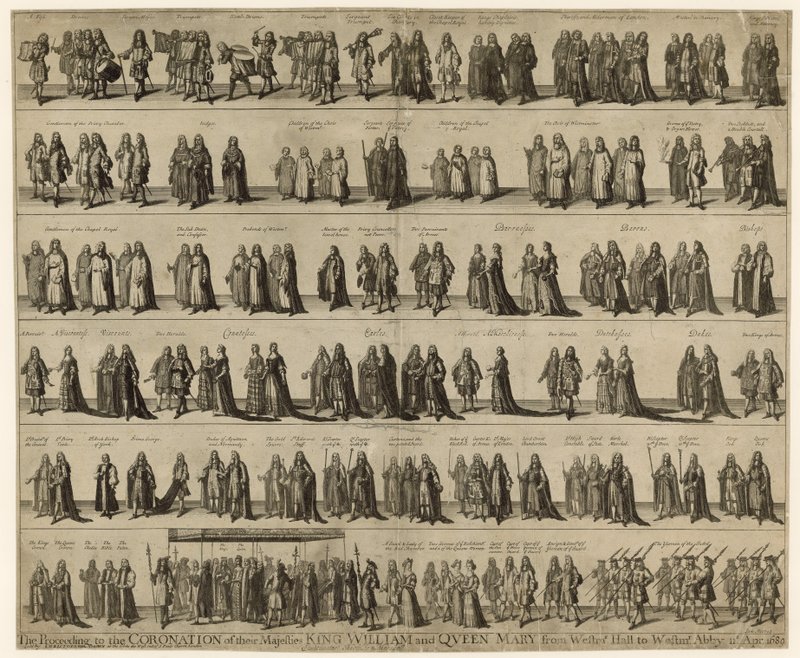 Order of Procession for the Coronation of Their Majesties King William and Queen Mary by English School