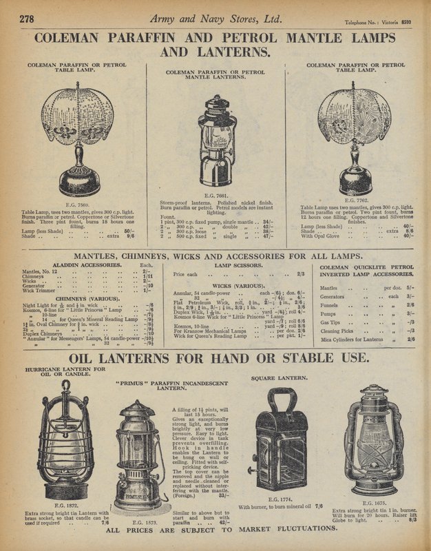 Page from Army and Navy Stores Catalogue by English School