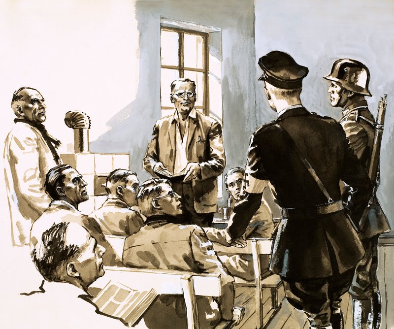 Pastor Dietrich Bonhoeffer speaking out against Hitler